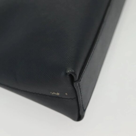 Salvatore Ferragamo Gancini Hand Bag Leather Navy Gold Auth 135232 - Picture 12 of 15